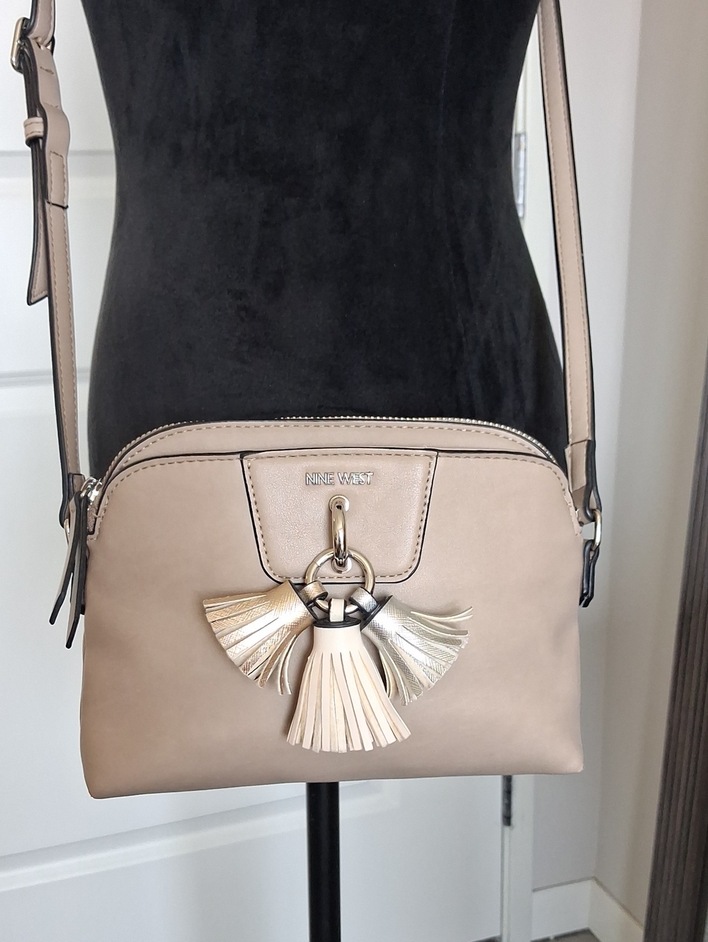 Nine West Tan Crossbody Bag with Tassles